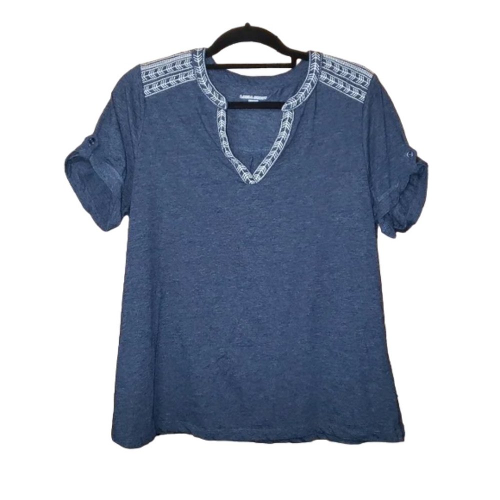 Laura Scott Embroidered Short Sleeve T shirt 1X